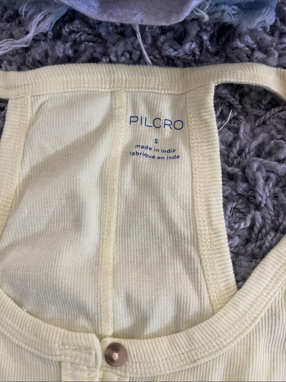 Pilcro Light Yellow Ribbed Henley Racerback Tank - Picture 2 of 2